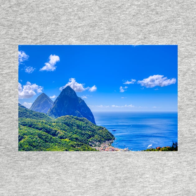 View of the famous Piton mountains in St Lucia, Eastern Caribbean by stuartchard